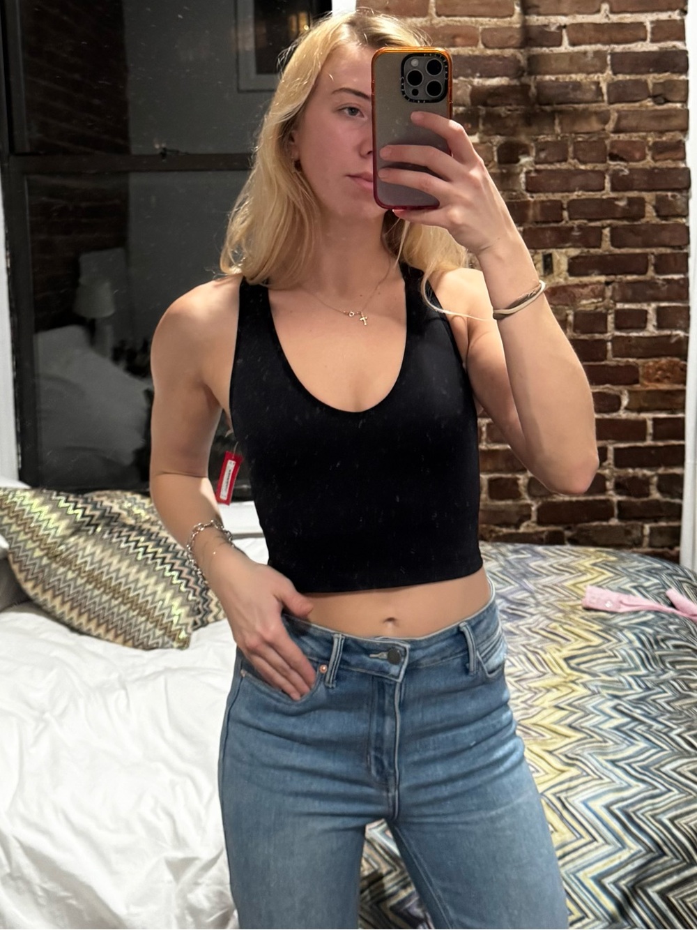SPANX Black Scoop Neck Crop Tank - Picture 2 of 5